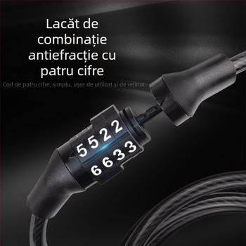 Blocare cu parolă pentru bicicletă de munte, cablu metalic — anti‑furt, compatibilitate universală, model 1