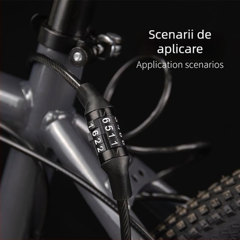 Blocare cu parolă pentru bicicletă de munte, cablu metalic — anti‑furt, compatibilitate universală, model 1