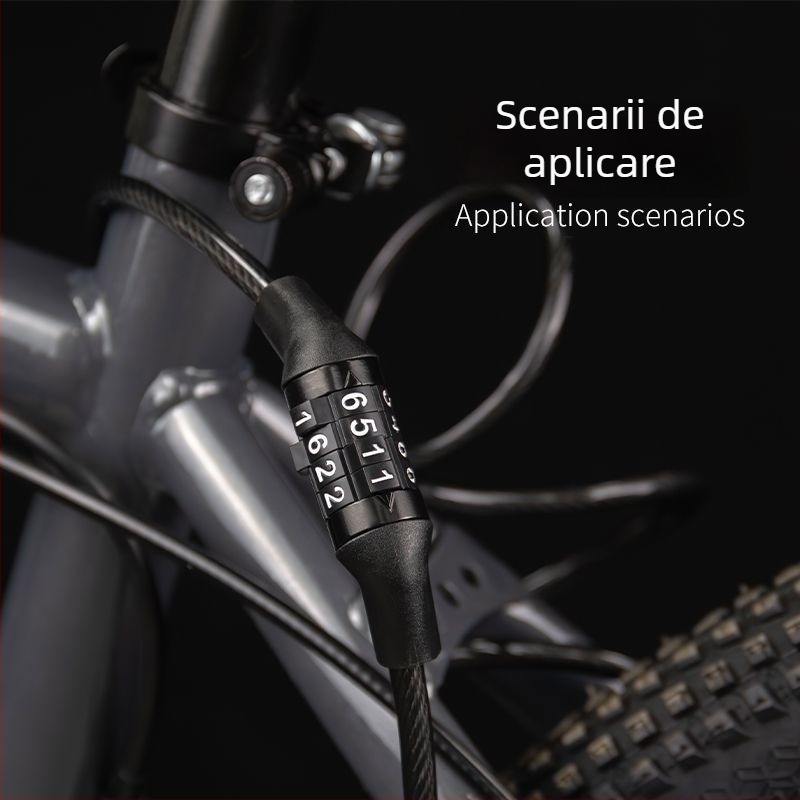 Blocare cu parolă pentru bicicletă de munte, cablu metalic — anti‑furt, compatibilitate universală, model 1