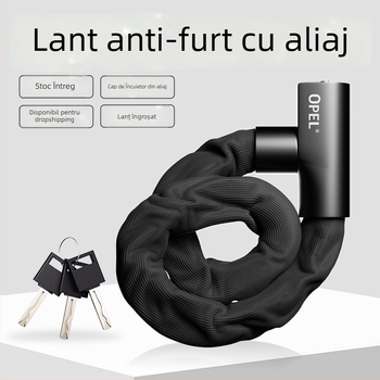 Lacăt cu lanț pentru biciclete și uși – Model JTS-LT-K2-6-1000, din oțel aliaj și aliaj de zinc