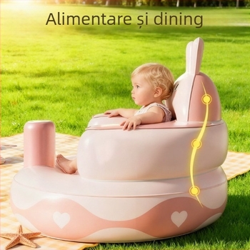 Scaun de învățare gonflabil pentru copii - PVC ecologic, scaun de antrenament portabil, model Pink Bunny