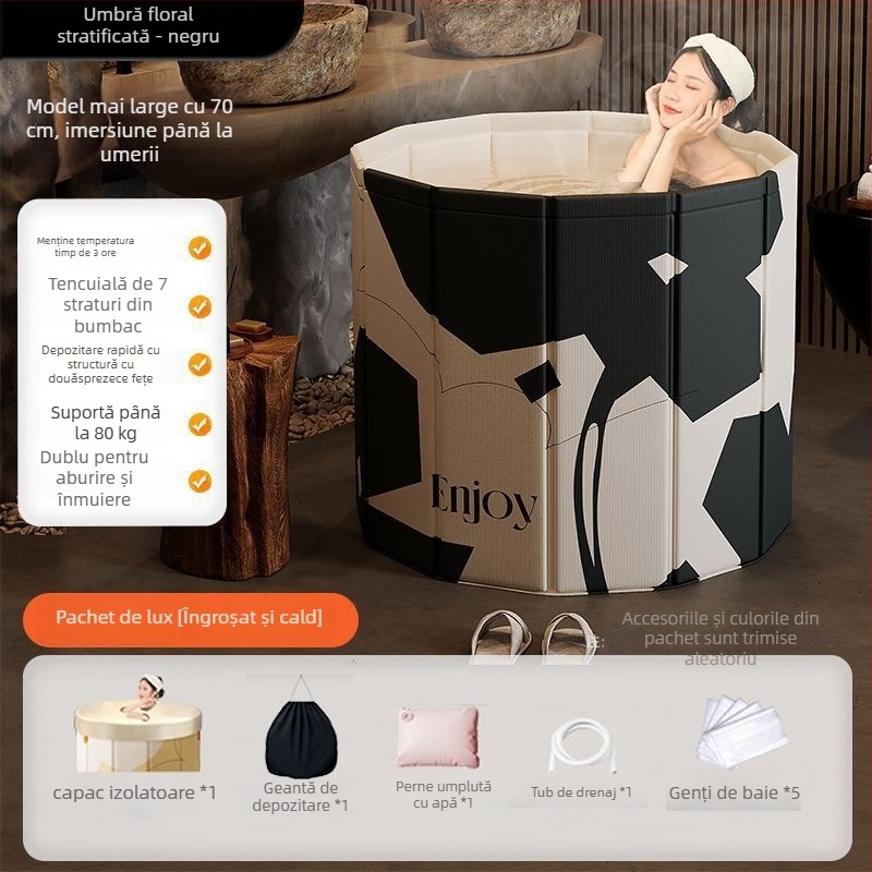 Găleată de baie pliabilă din tarpaulin pentru adulți – baie pentru întregul corp