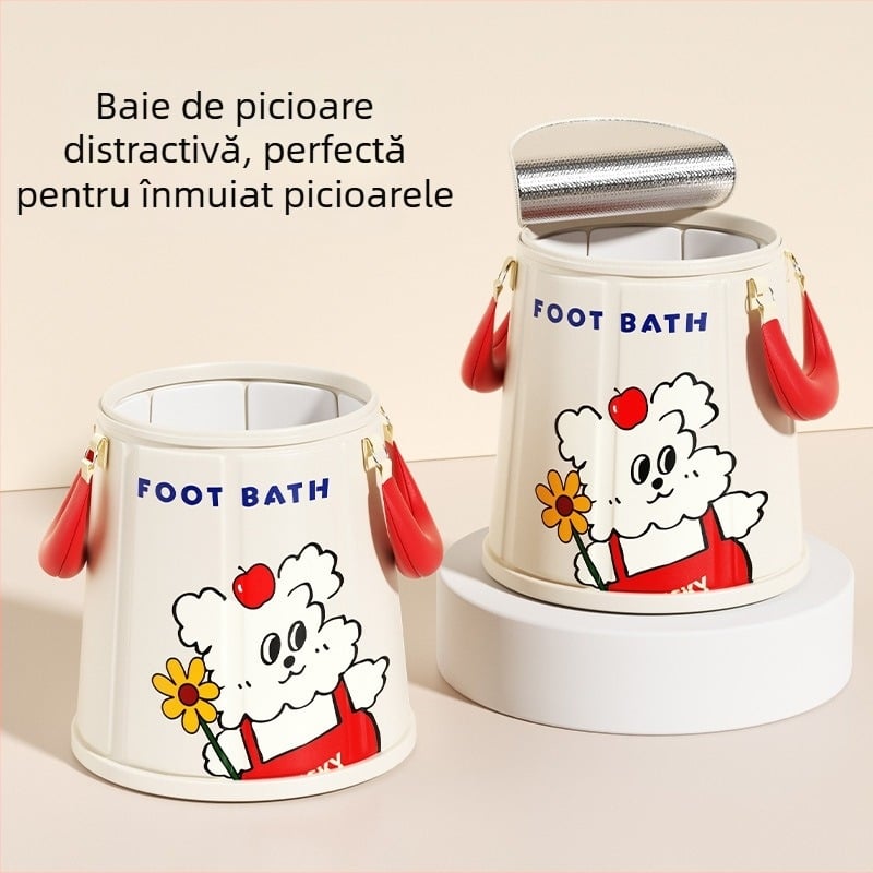 Găleată Cartoon pentru înmuierea picioarelor, pliabilă, temperatură constantă, din nylon