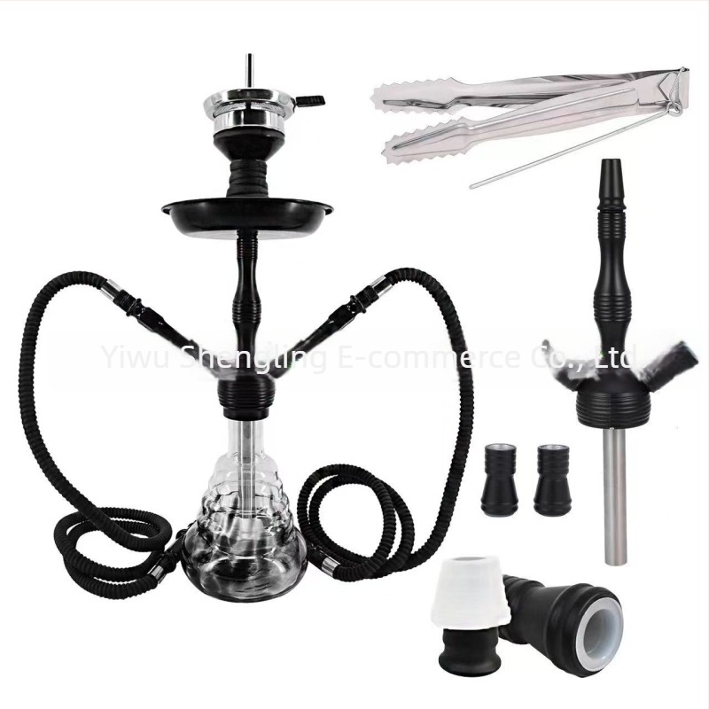 Narghilea din aliaj de aluminiu cu clemă silicon pentru furtun și mâner – set complet pentru uz KTV/bar (6 buc., imprimare logo disponibil)