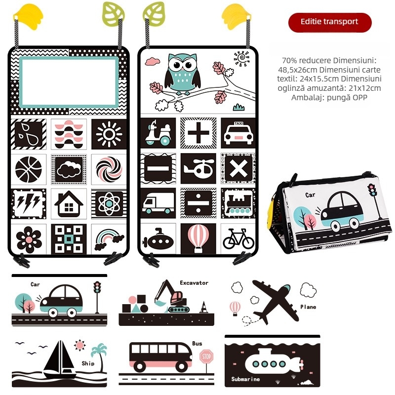 Jucărie oglindă pentru antrenament vizual pentru copii — din material textil, atârnată, pliabilă, pentru copii 4–6 ani