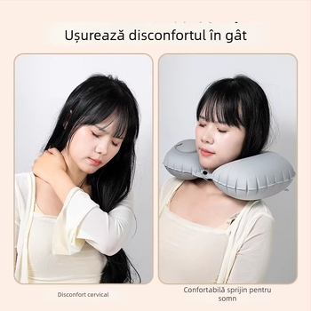 Perna de gât în formă de U, gonflabilă – universală, Qianchuan A3257, umplere cu aer, țesătură flok
