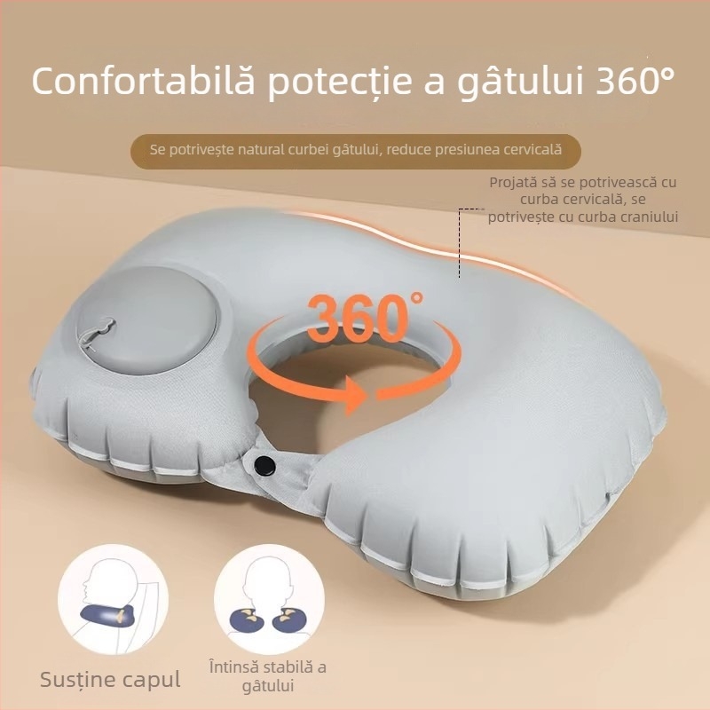 Perna de gât în formă de U, gonflabilă – universală, Qianchuan A3257, umplere cu aer, țesătură flok
