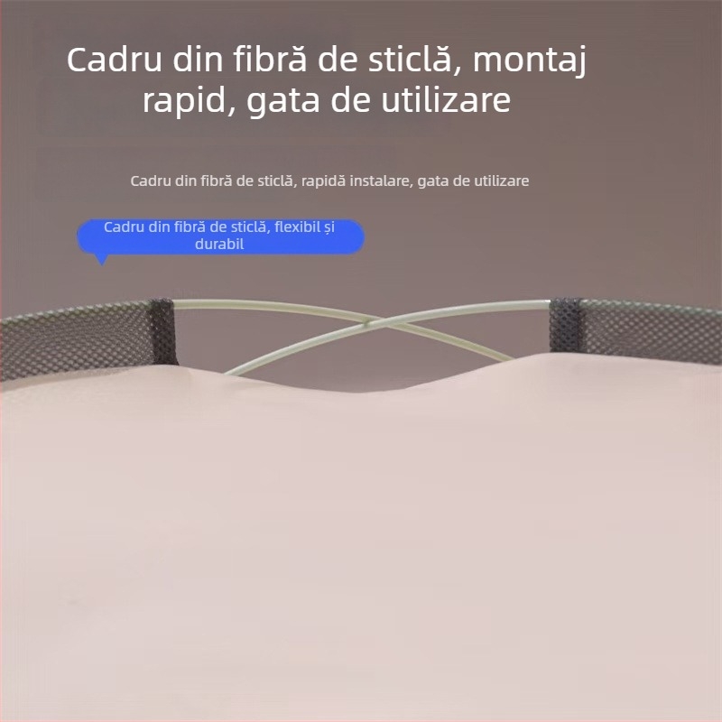 Plasă de țânțari pentru pat, stil mongol yurta, fără montaj, pliabilă, cu ușă dublă, din fibră de sticlă