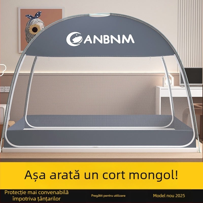 Plasă de țânțari pentru pat, stil mongol yurta, fără montaj, pliabilă, cu ușă dublă, din fibră de sticlă