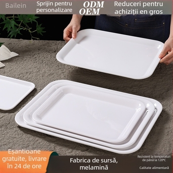 Tavă dreptunghiulară din melamină Belleren, model solid, logo imprimat, personalizare disponibilă