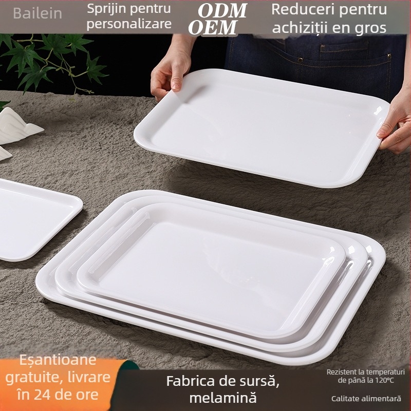 Tavă dreptunghiulară din melamină Belleren, model solid, logo imprimat, personalizare disponibilă