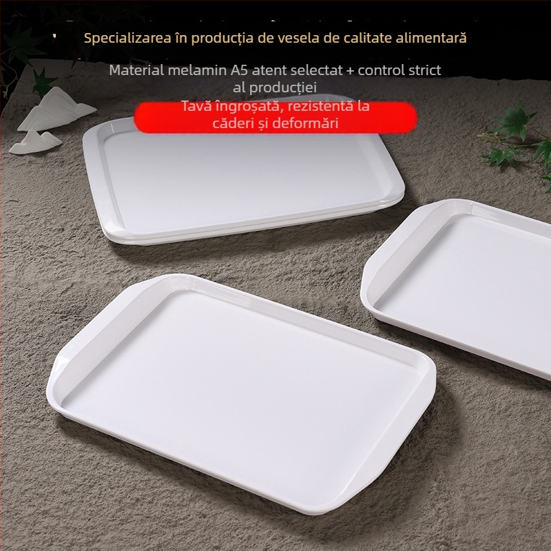 Tavă dreptunghiulară din melamină Belleren, model solid, logo imprimat, personalizare disponibilă