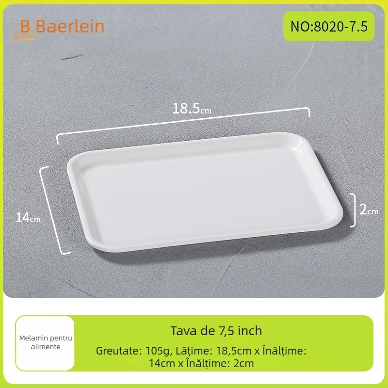 Tavă dreptunghiulară din melamină Belleren, model solid, logo imprimat, personalizare disponibilă