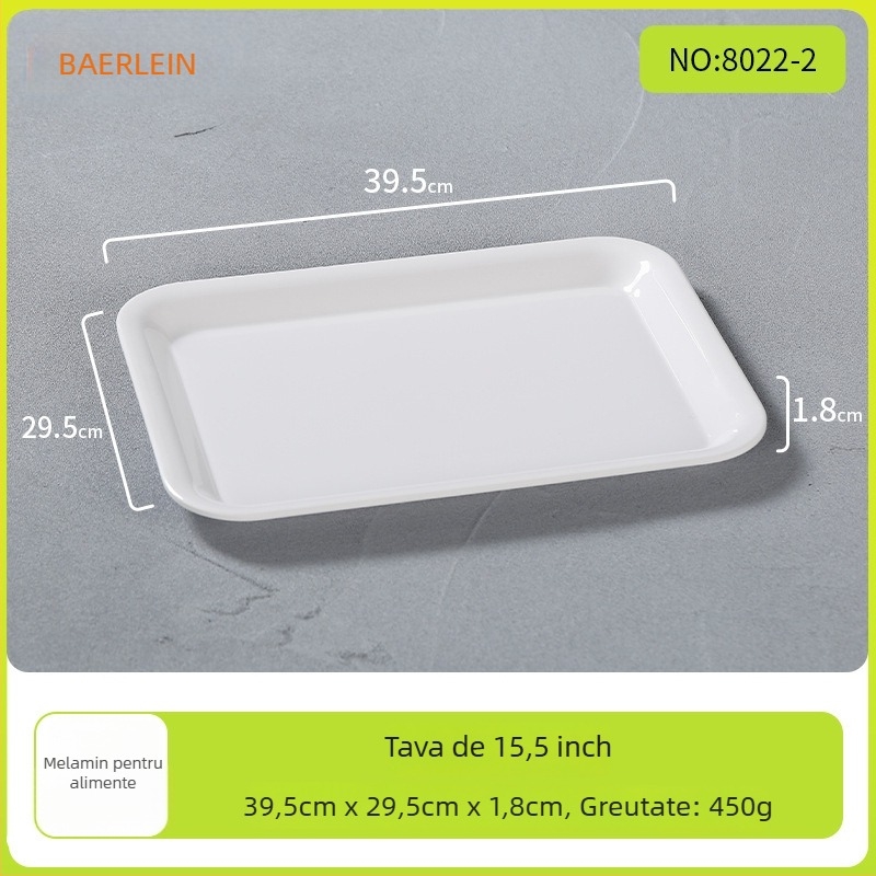 Tavă dreptunghiulară din melamină Belleren, model solid, logo imprimat, personalizare disponibilă