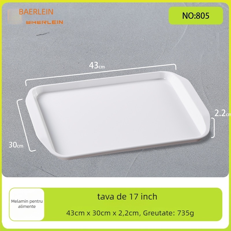 Tavă dreptunghiulară din melamină Belleren, model solid, logo imprimat, personalizare disponibilă