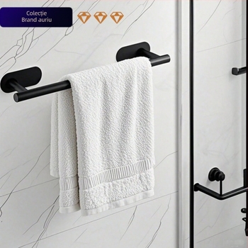 Bară de prosoape din oțel inoxidabil pentru baie, montaj fără găuri, un singur strat, capacitate de încărcare 1–2 kg, finisaj: șlefuit/ vopsit/ placat cu aur