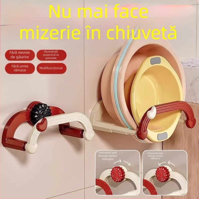 Mingtong Suport telescopic pentru chiuvetă cu ventuză, montat pe perete fără găuri, din plastic, 3 kg încărcare, 1 nivel, stil modern
