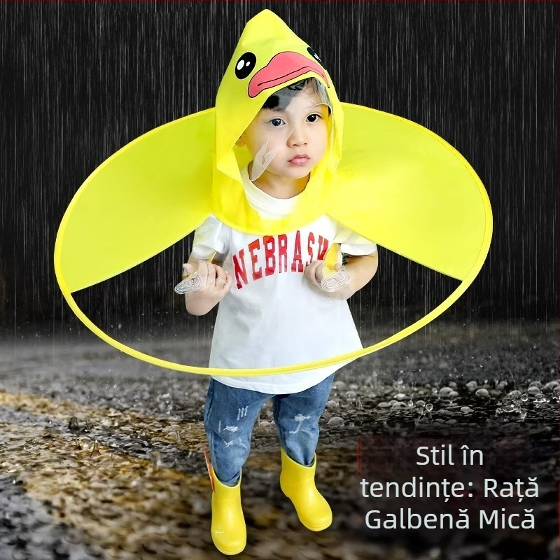 Pelerină de ploaie pentru copii cu design Cartoon, material EVA, strat impermeabil PVC, poncho dintr-o bucată