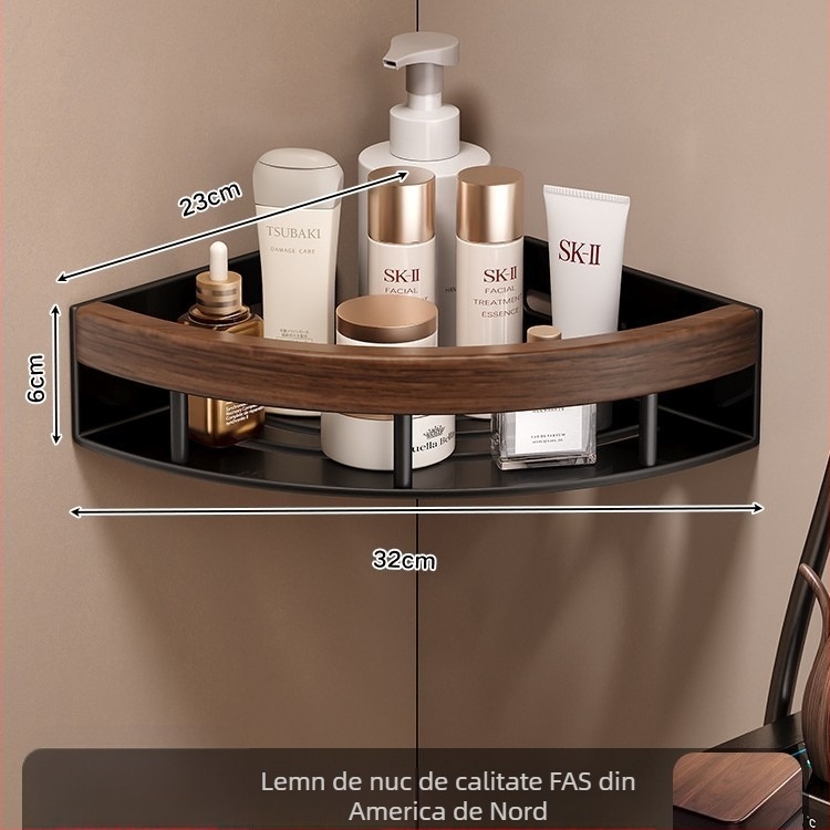 Raft triunghiular de colț pentru baie - din aliaj de aluminiu, un singur nivel, sarcină 1–5 kg, model k5872.