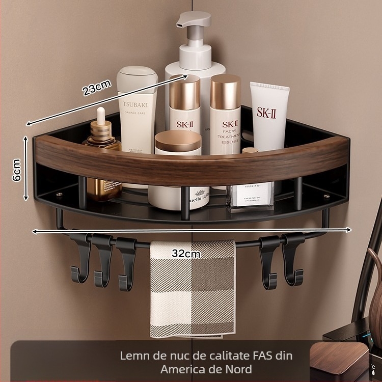 Raft triunghiular de colț pentru baie - din aliaj de aluminiu, un singur nivel, sarcină 1–5 kg, model k5872.
