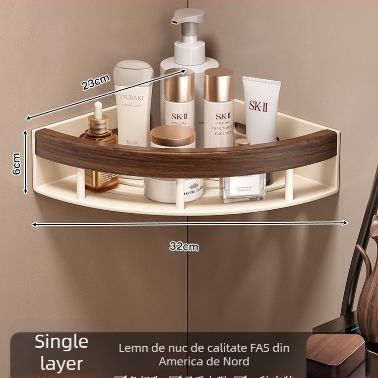 Raft triunghiular de colț pentru baie - din aliaj de aluminiu, un singur nivel, sarcină 1–5 kg, model k5872.