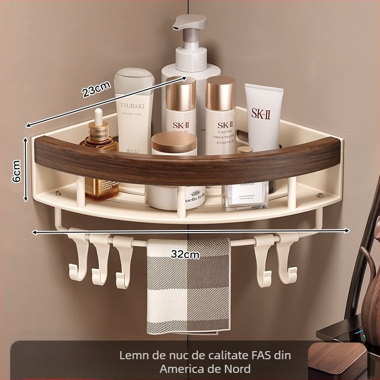 Raft triunghiular de colț pentru baie - din aliaj de aluminiu, un singur nivel, sarcină 1–5 kg, model k5872.