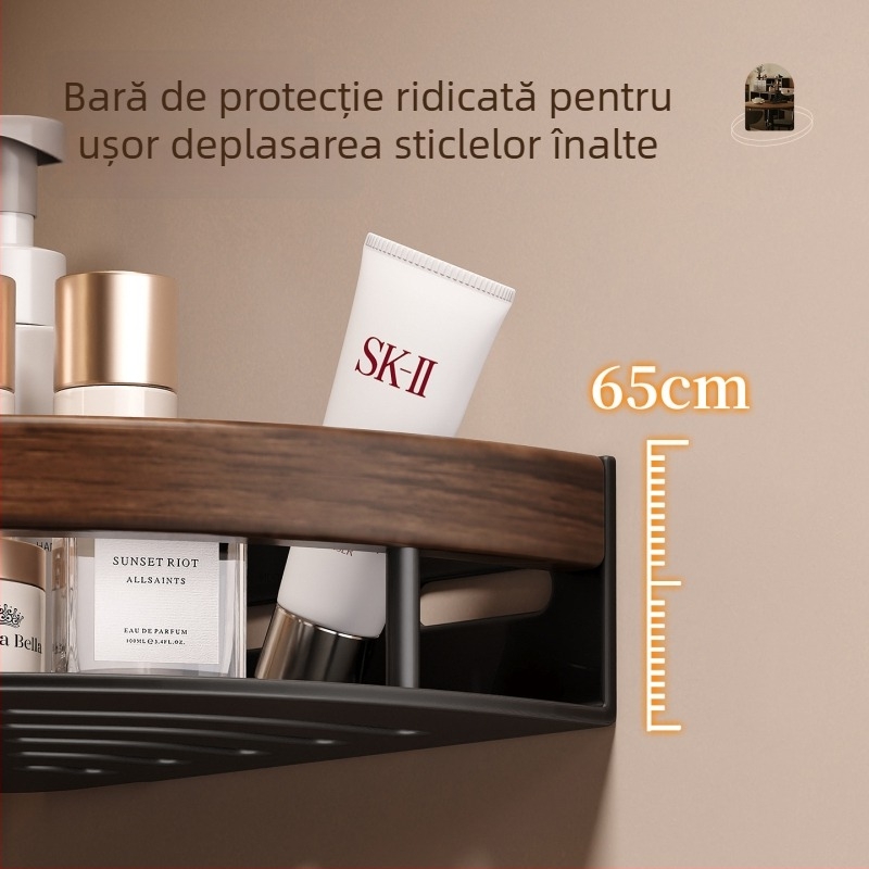 Raft triunghiular de colț pentru baie - din aliaj de aluminiu, un singur nivel, sarcină 1–5 kg, model k5872.
