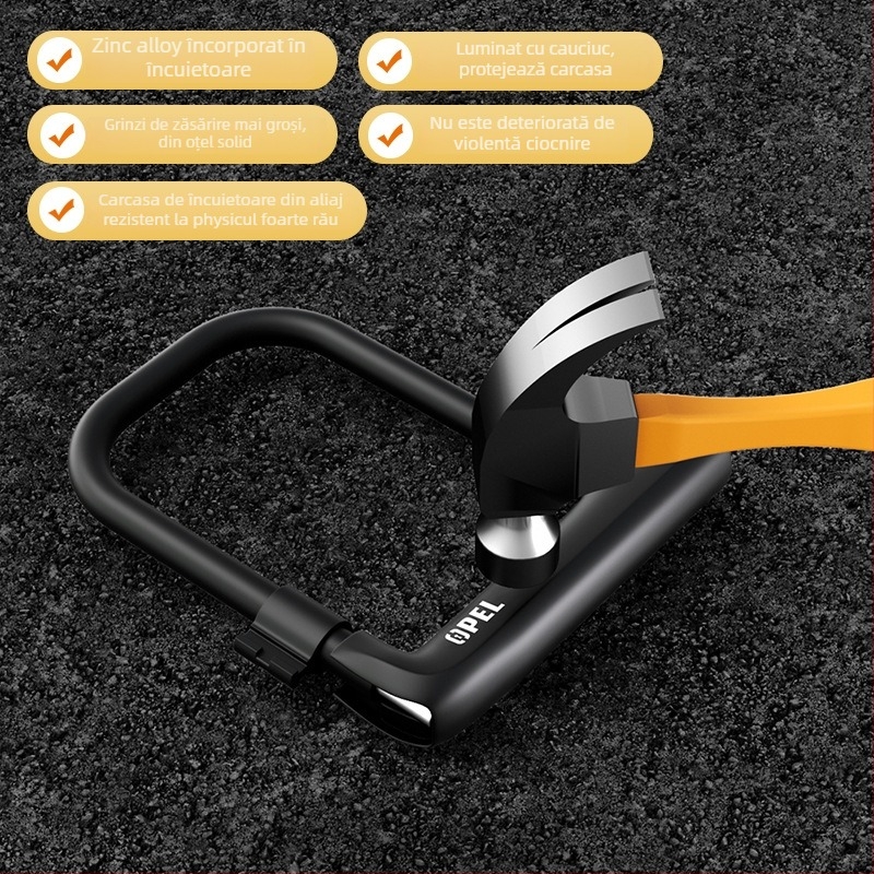 OPEL UC-K-1 Lacăt U din Fier pentru Bicicletă și Vehicul Electric — Anti-smash, Anti-pry, Waterproof, 0,6 kg