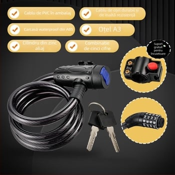 Încuietoare pentru bicicletă cu cablu din oțel, pliabilă, model JTS, marca OPEL, pentru biciclete de drum, 270 g