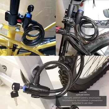Încuietoare pentru bicicletă cu cablu din oțel, pliabilă, model JTS, marca OPEL, pentru biciclete de drum, 270 g