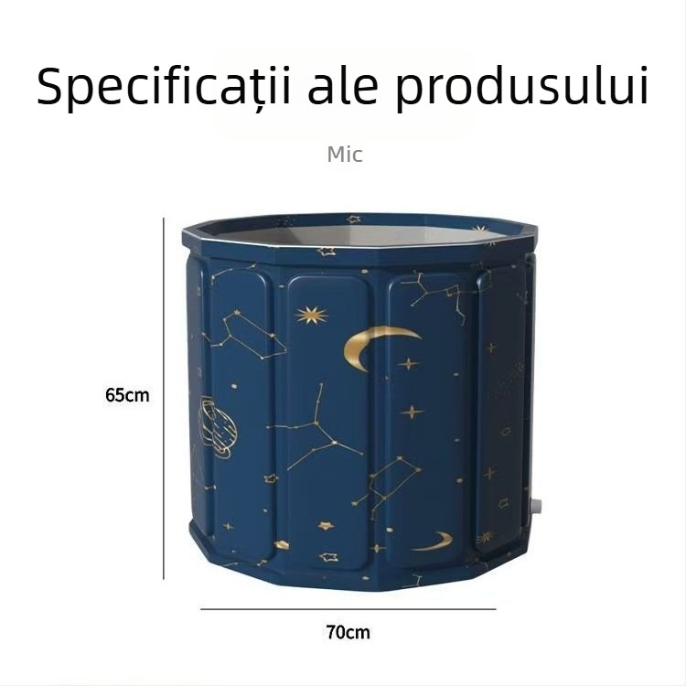 Vas de baie pliabil cu capac — izolat, din țesătură impermeabilă, pentru adulți