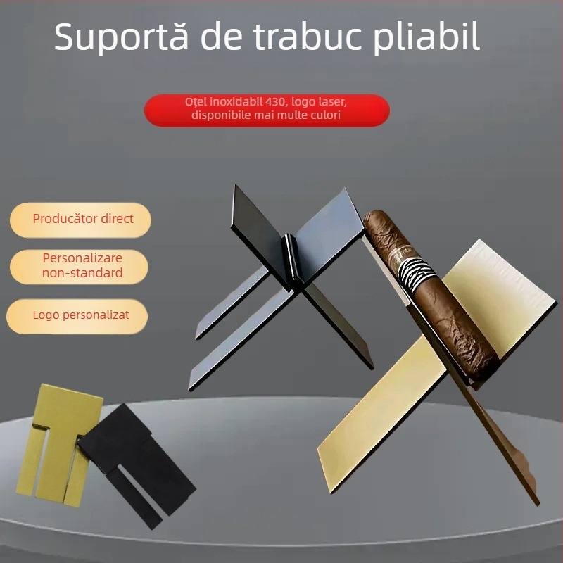 Suport rabatabil din oțel inoxidabil pentru trabucuri și pipe – suport de expunere; personalizare disponibilă