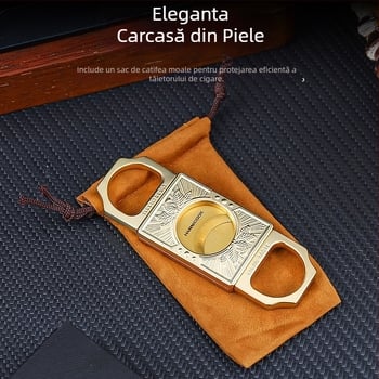 HANNICOOK Foarfece pentru trabucuri - Oțel inoxidabil, Lamă dublă, Suprafață electroplată, Personalizabil