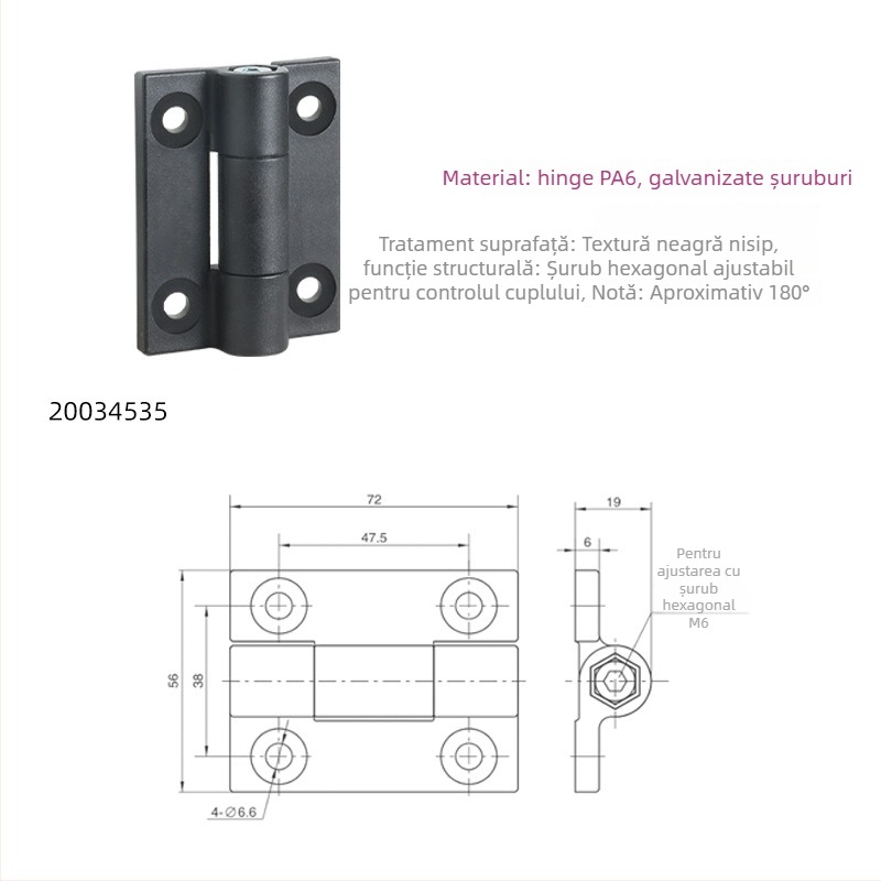 Balama amortizată expusă, din aliaj de zinc, în formă H, electroplacare, brand Essentra/Yihua, stil modern minimalist