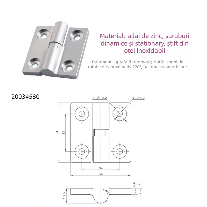 Balama amortizată expusă, din aliaj de zinc, în formă H, electroplacare, brand Essentra/Yihua, stil modern minimalist