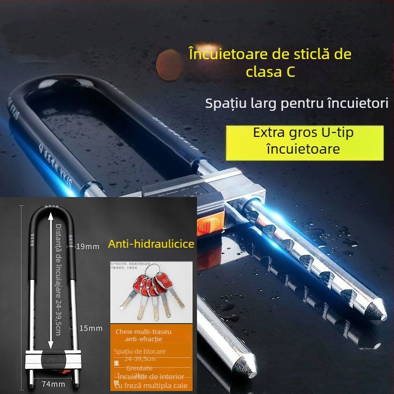 Încuietoare în formă de U pentru uși de sticlă, oțel inoxidabil, modelul 1, exterior, stil Chinez Nou