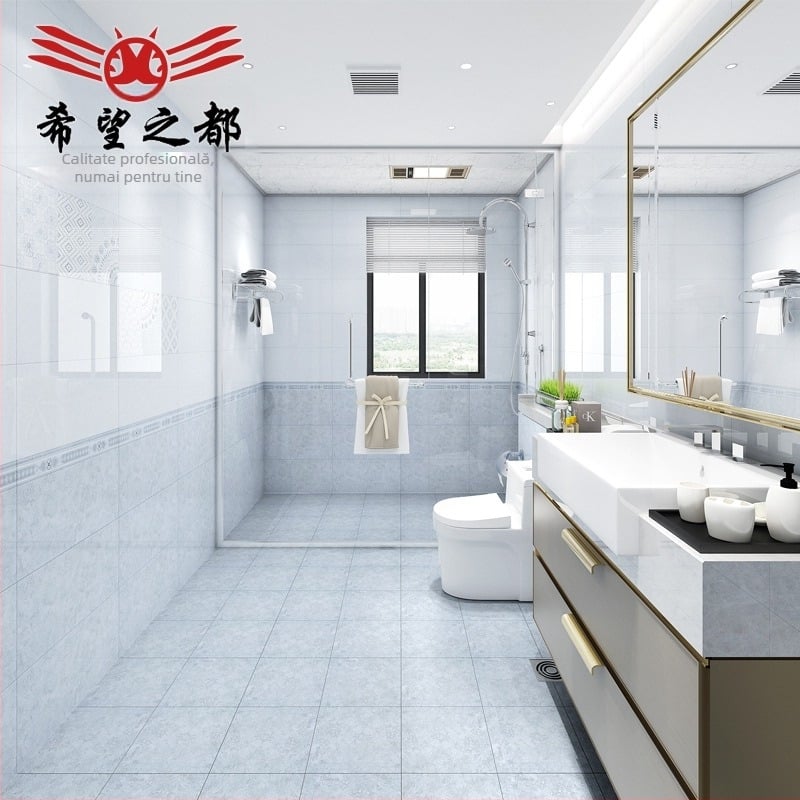 Placă ceramică glazurată din porțelan pentru bucătărie și baie, suprafață lucioasă, antiderapantă și rezistentă la uzură, absorbție de apă 0,5%, rezistență comprimare 2000