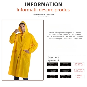 Poncho de ploaie din PVC pentru adulți — croială pentru întreg corp, grosime 0,3 mm, potrivit pentru drumeții și ciclism, personalizare logo