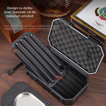 Cutie portabilă pentru trabucuri, etanșă, cu dublu strat, capacitate mare, pachet de zece (Brand: HANNICOOK)