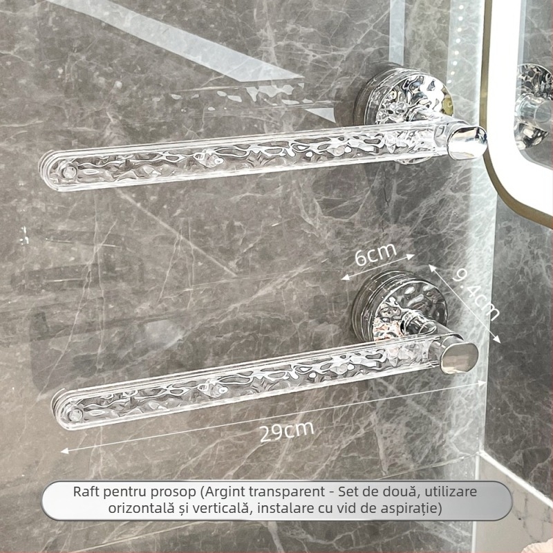 Suport de prosoape cu ventuză puternică, montat pe perete, fără găuri, din plastic, stil Light Luxury, imega