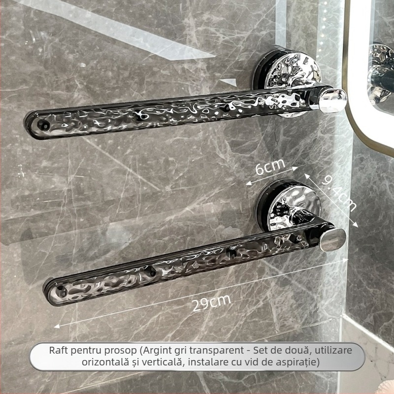 Suport de prosoape cu ventuză puternică, montat pe perete, fără găuri, din plastic, stil Light Luxury, imega