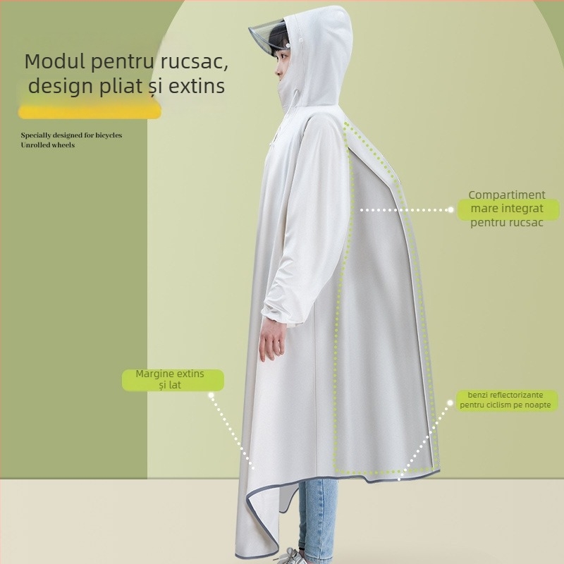 Poncho de ploaie pentru bicicletă, pentru adulți, din PVC, pentru 1 persoană