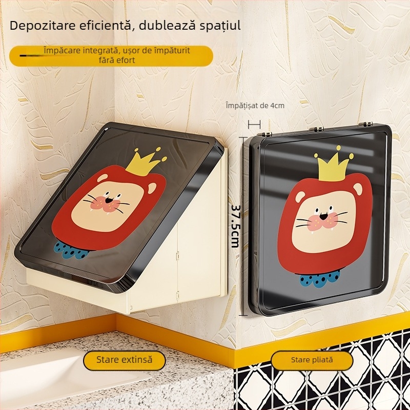 Raft de depozitare din plastic pentru baie, montat pe perete, pliabil (Model 8022, Brand Simple Plastic, 1 nivel, încărcare 1–5 kg)