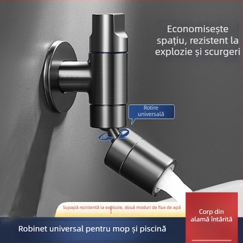 Robinet din cupru pentru chiuveta mop, încastrat în perete, prelungit, anti-stropire, model 825, pentru baie și balcon