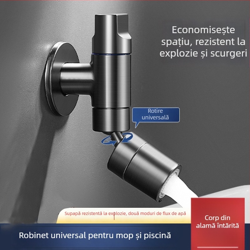 Robinet din cupru pentru chiuveta mop, încastrat în perete, prelungit, anti-stropire, model 825, pentru baie și balcon