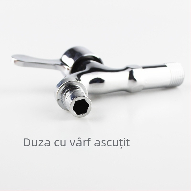 Robinet extins pentru mașina de spălat, montat pe perete, dual-use, aliaj zinc, intrare 15 mm, scaunul valvei 20 mm, 1,6 MPa