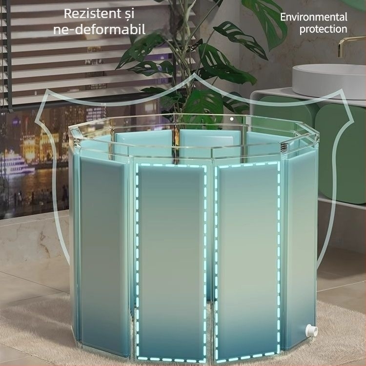 Cadă de baie pliabilă pentru adulți — pentru baie, încărcare 100 kg, material tarpaulin