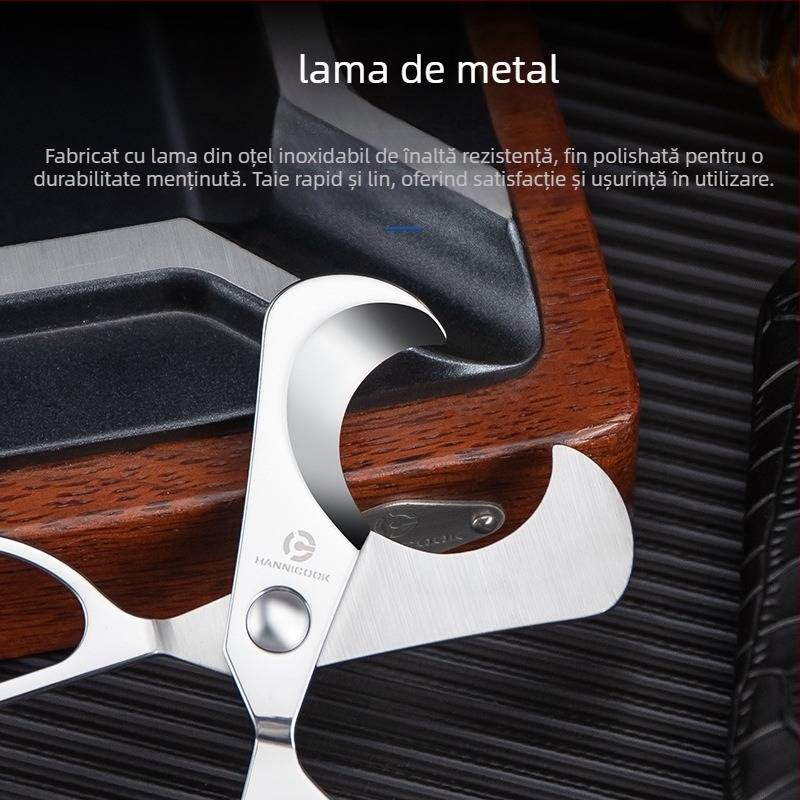 HANNICOOK Tăietor de trabucuri din oțel inoxidabil, lame bidirecționale, portabil, design minimalist