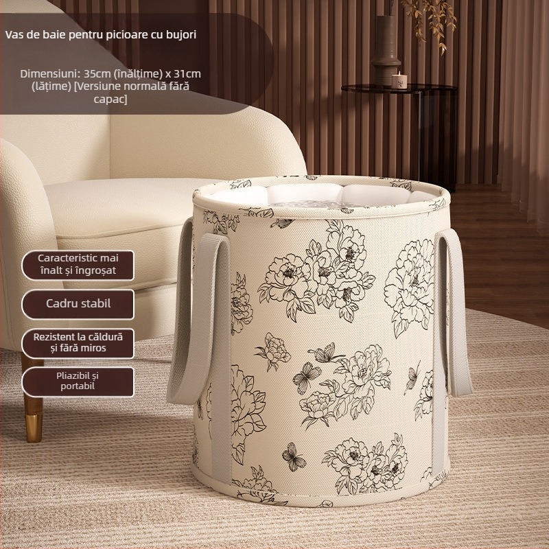 Cadă pliabilă pentru picioare, cu capac, pentru uz casnic, din material impermeabil, nivelul apei peste 25 cm, construcție groasă