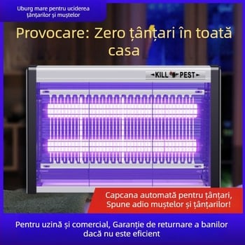 Lampă LED montată pe perete pentru țânțari, cu atracție prin lumină și șoc electric, plasă din aluminiu, adecvată pentru 61 m² sau mai mult, garanție de 2 ani